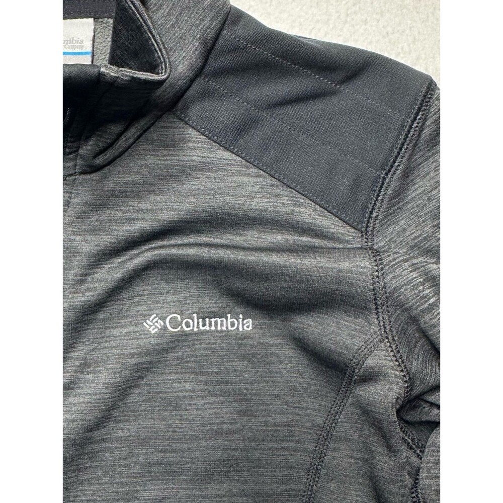 Columbia Women’s Medium 1/4 Zip Fleece Pullover Gray Black Thumbholes - Picture 2 of 6